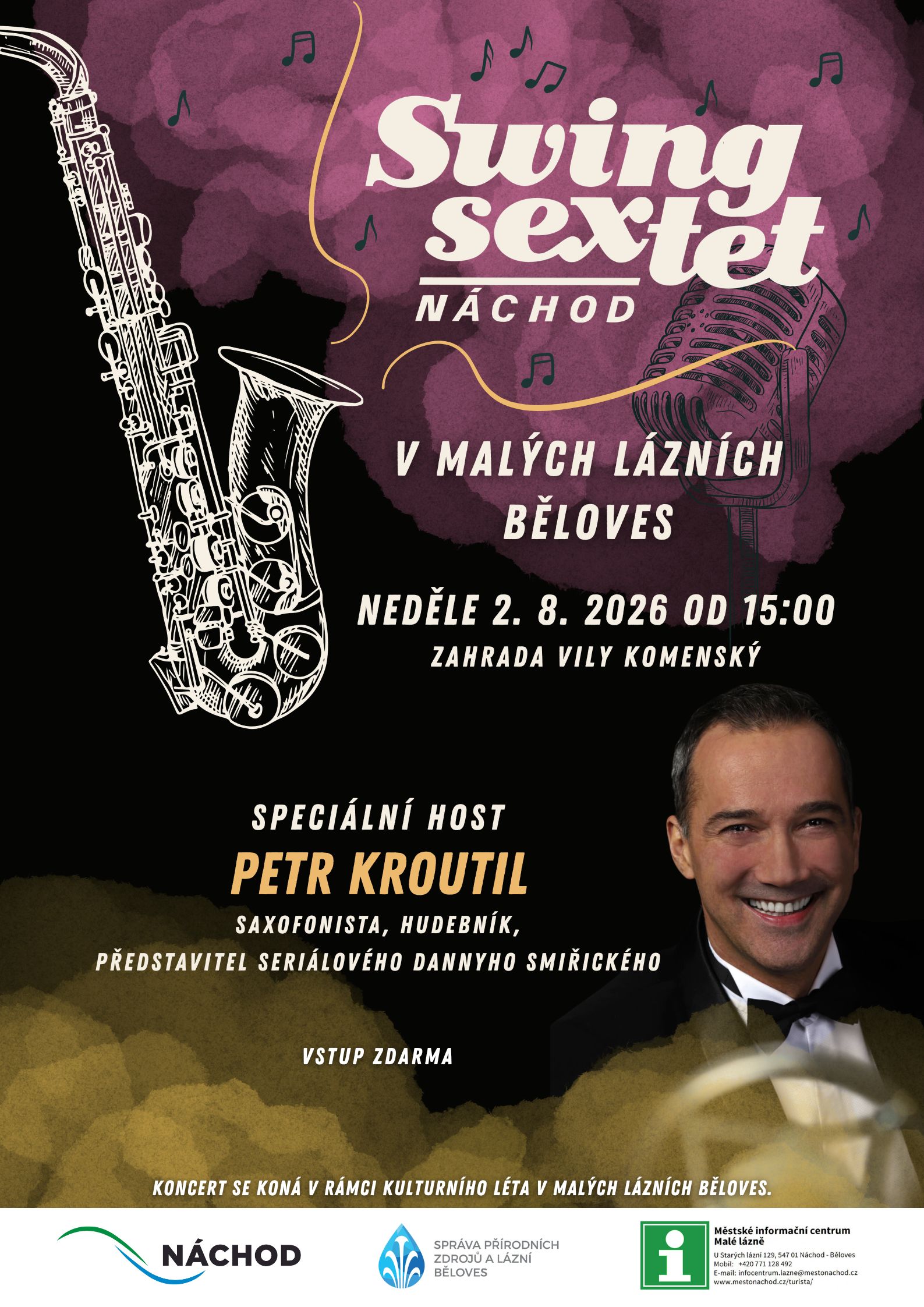 PlakátSwing Sextet Náchod & Petr Kroutil v Malých lázních